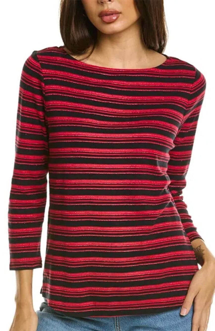 Tommy Bahama Womens Ashby Isles Rib Stiped Slub T-Shirt Sz M Resortwear Preppy